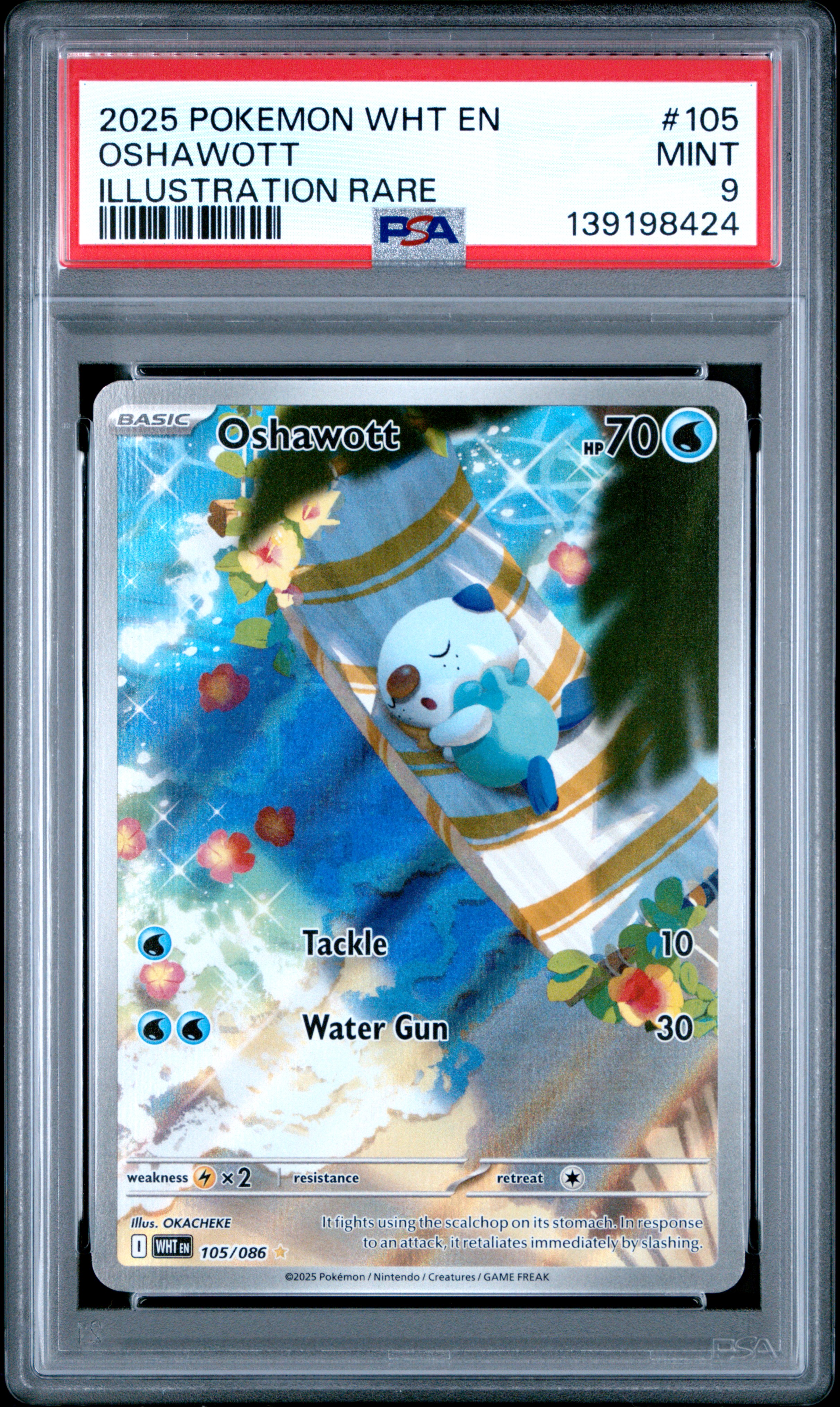 2025 #105 Oshawott PSA 9 Wht EN-White Flare Pokemon
