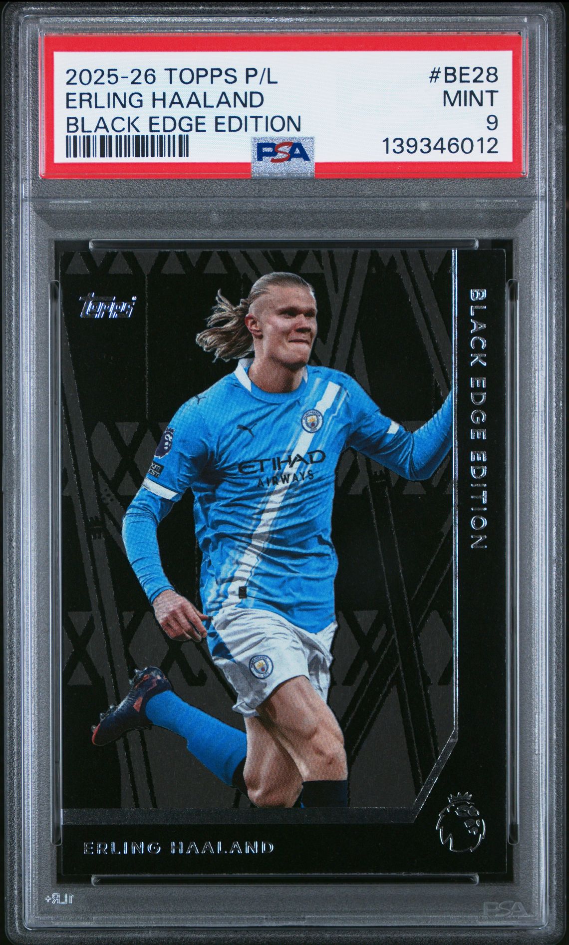 2025-2026 Topps TOPPS PREMIER LEAGUE BLACK EDGE EDITION #BE28 Erling Haaland front