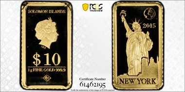 2015-LEV $10 New York PR68DCAM