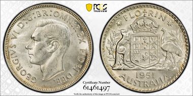 1951(m) Florin KM-48  Ag MS63