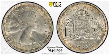 1954(m) Florin KM-54  Ag MS63