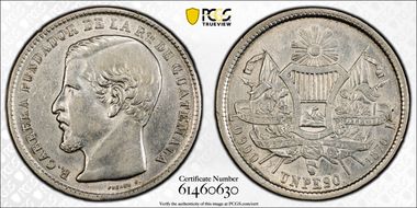 1870-R Peso KM-190.1  Ag AU50