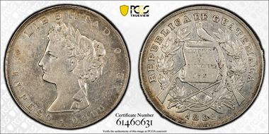 1882 A.E. Peso KM-208  Ag AU50
