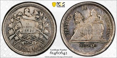 1881-E 25C KM-205.1  Ag MS62