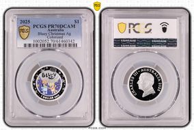 2025 $1 Bluey Christmas Colorized Ag PR70DCAM