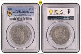 2000 50C Millennium Incuse Flag N1
