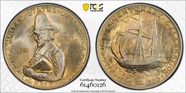 1921 50C Pilgrim MS66+