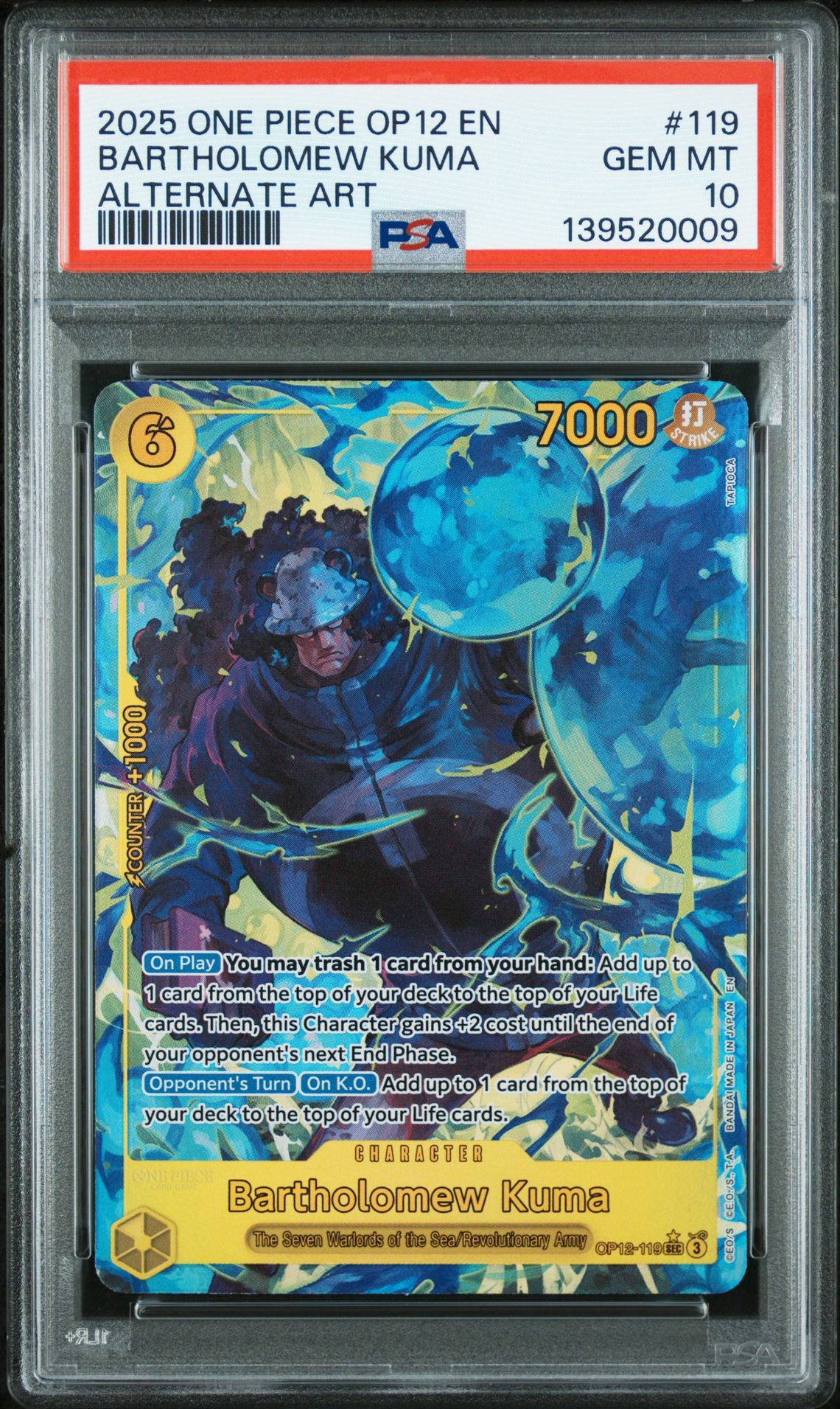 2025 One Piece ONE PIECE OP12-LEGACY OF THE MASTER ALTERNATE ART #119 Bartholomew Kuma front