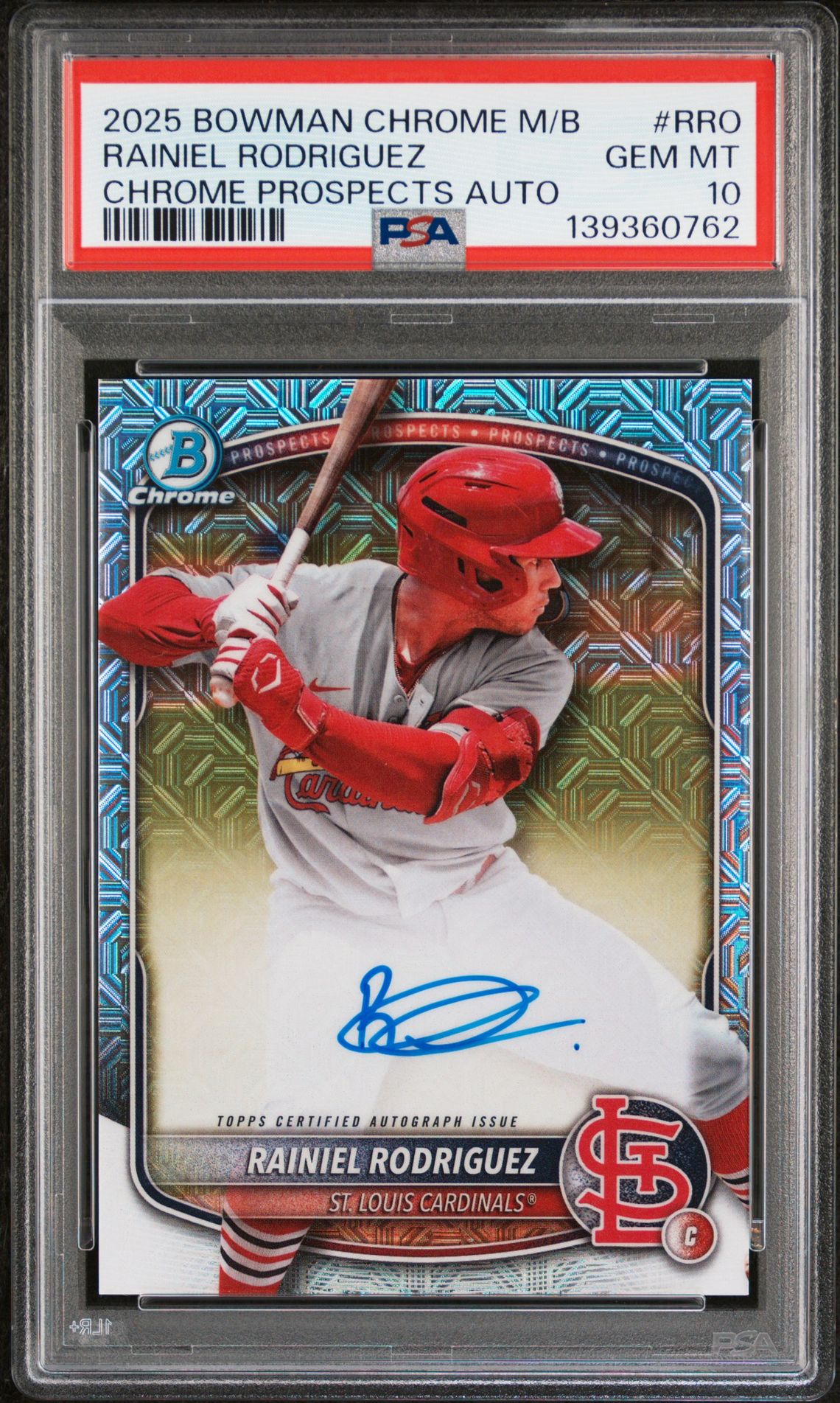 2025 Bowman BOWMAN CHROME MEGA BOX CHROME PROSPECTS AUTOGRAPHS Refractor #RRO Rainiel Rodriguez front