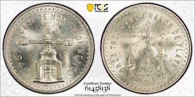1949-Mo Onza KM-M49a  Ag MS63