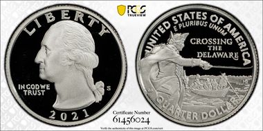 2021-S 25C Crossing the Delaware-Silver Limited Edition Proof Set - First Strike PR70DCAM