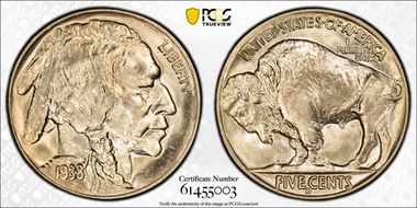 1938-D 5C Buffalo MS65