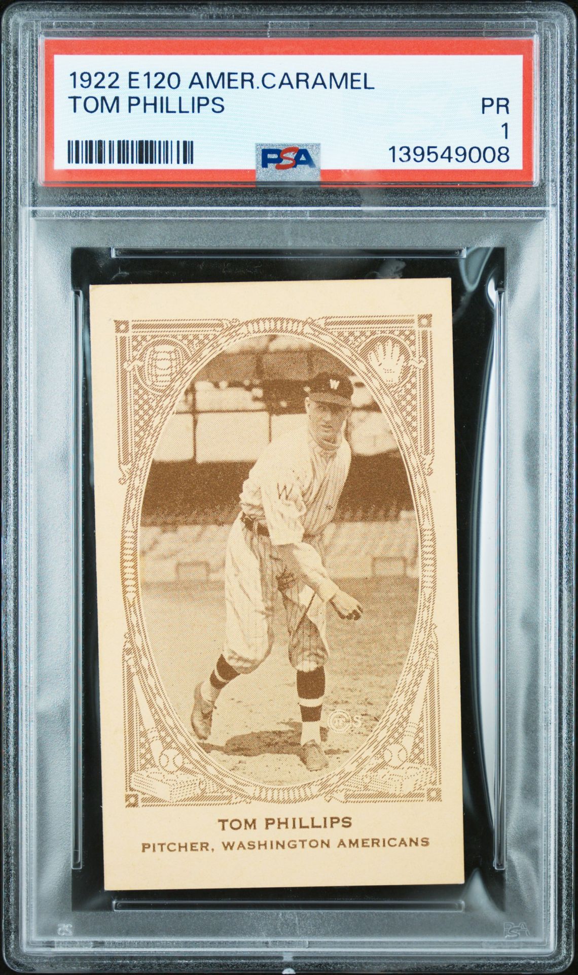 1922 E120 AMERICAN CARAMEL Tom Phillips front
