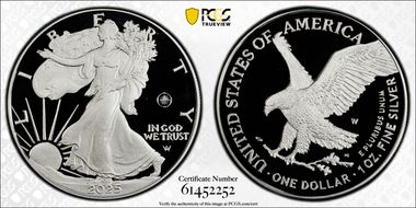 2025-W $1 Silver Eagle w/ Laser Privy PR69DCAM