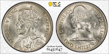 1936 2 Shil KM-4  Ag MS62