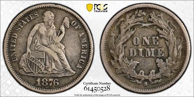 1876-S 10C VF35