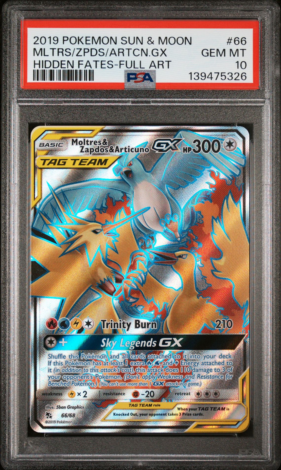 2019 Pokemon POKEMON SUN & MOON HIDDEN FATES GX #66 Mltrs/Zpds/Artcn.Gx front