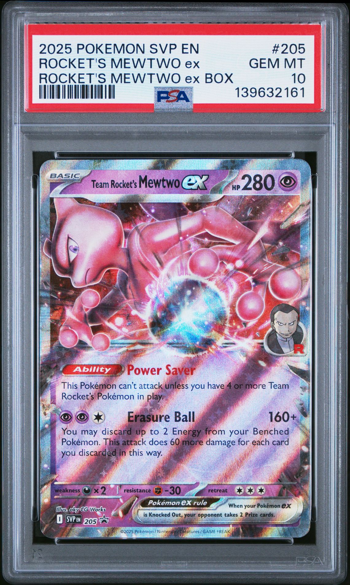 2025 Pokemon POKEMON SVP EN-SV BLACK STAR PROMO ROCKET'S MEWTWO EX BOX-JMB #205 Rocket's Mewtwo EX front