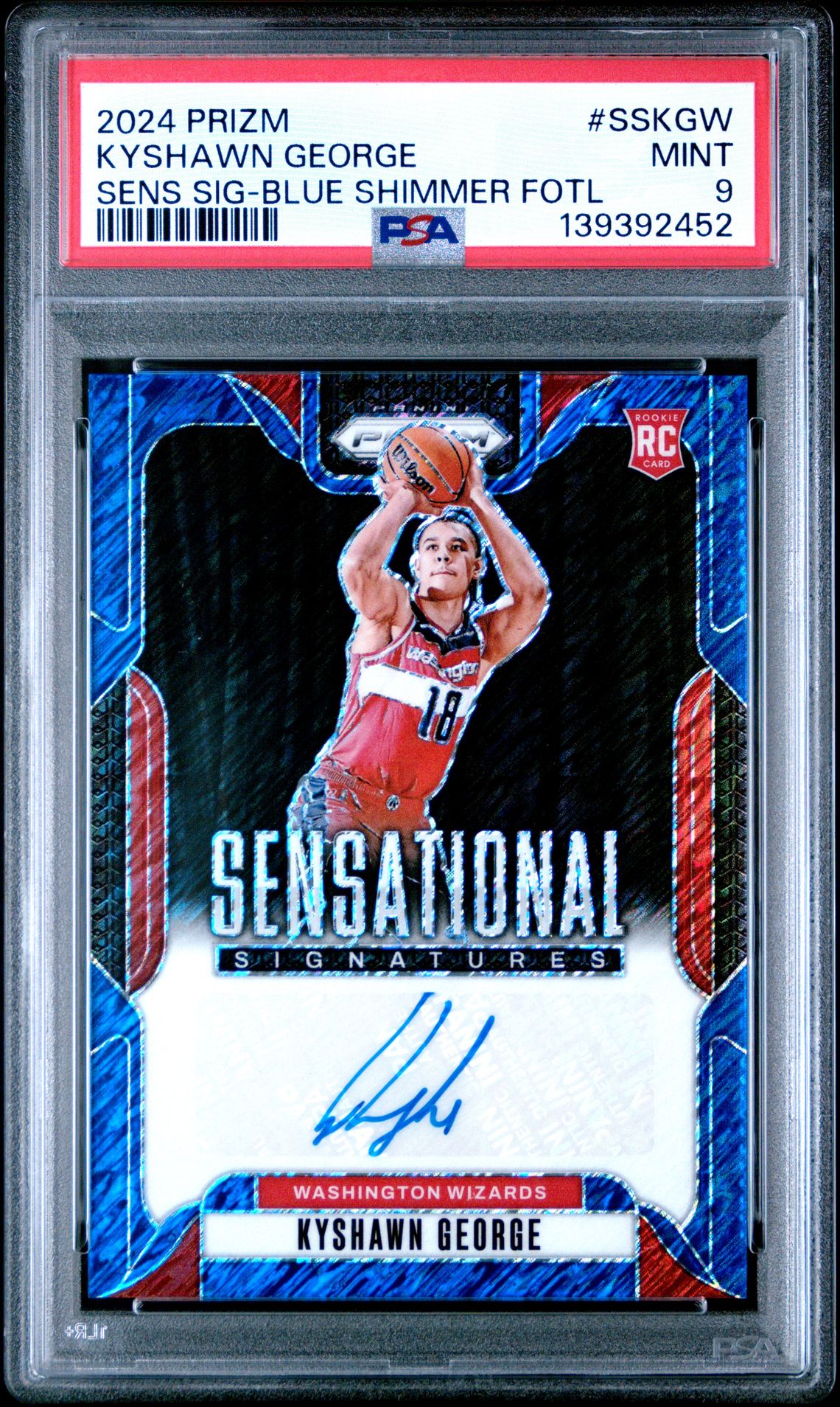 2024 Panini PANINI PRIZM SENSATIONAL SIGNATURES SENS SIG-BLUE SHIMMER FOTL #SSKGW Kyshawn George front
