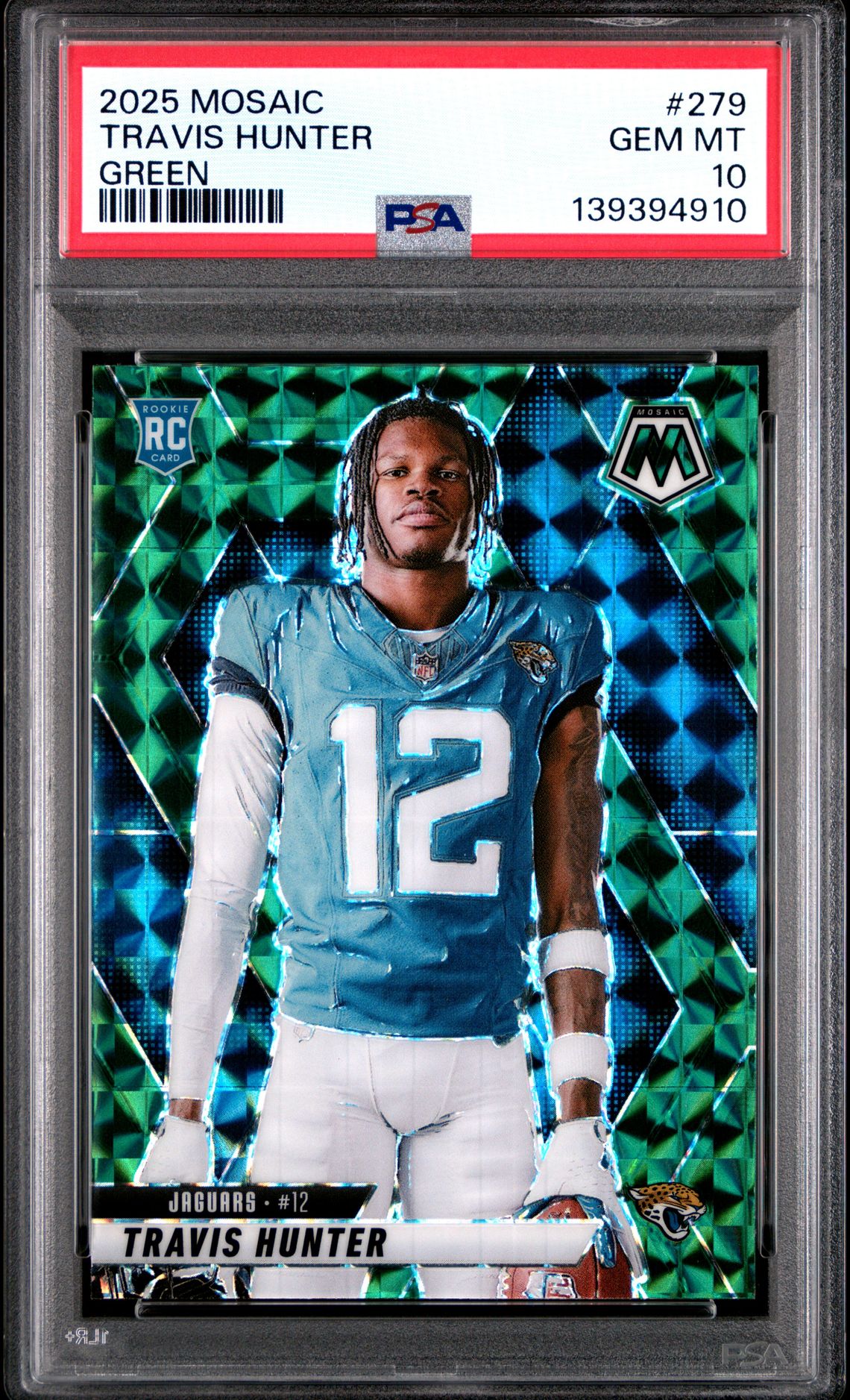 2025 Panini Mosaic Travis Hunter #279 (Green) Gem Mt 10 front