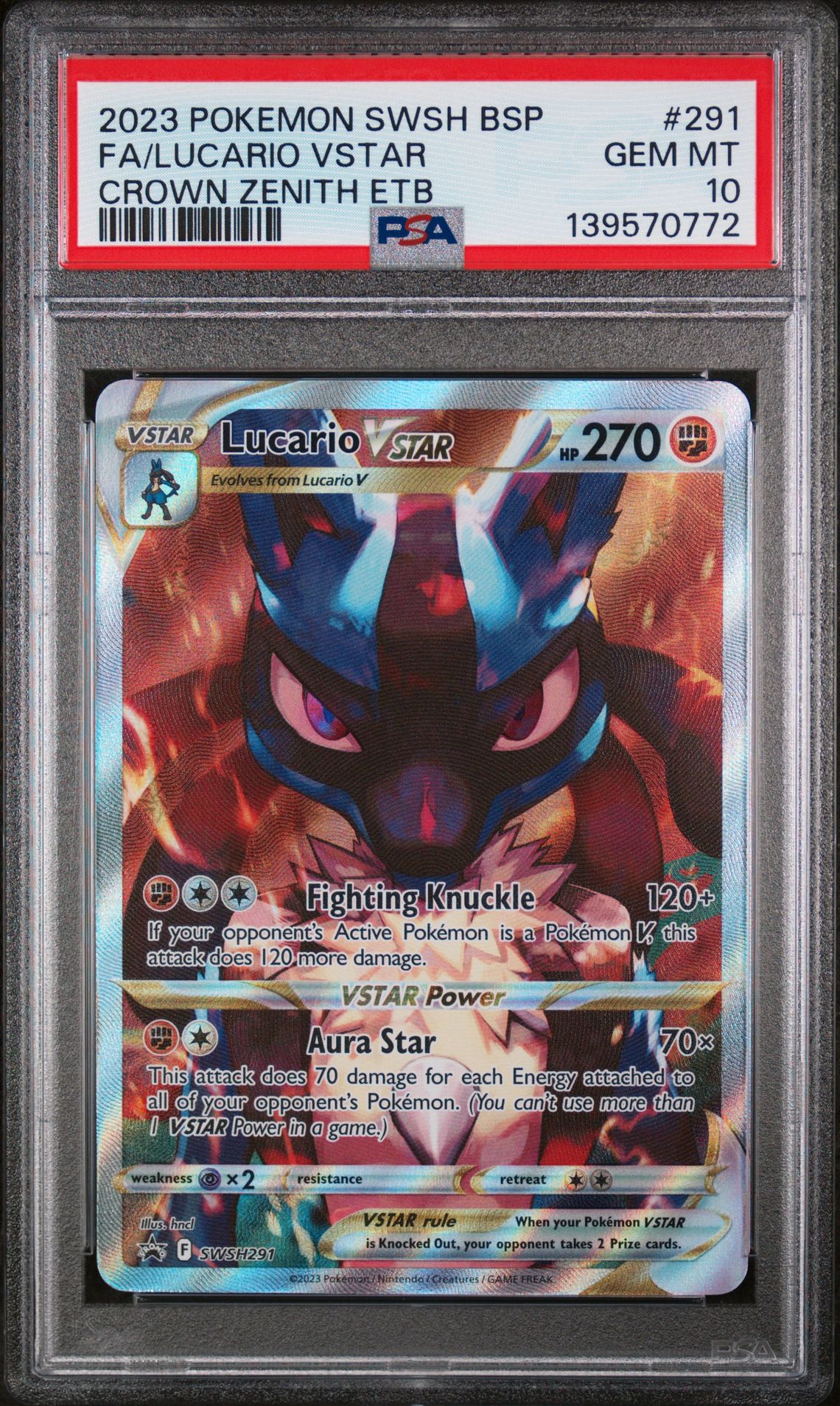 2023 Pokemon POKEMON SWSH BLACK STAR PROMO CROWN ZENITH ETB #291 Fa/Lucario Vstar front