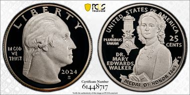 2024-S 25C Dr. Mary Edwards Walker Silver PR70DCAM