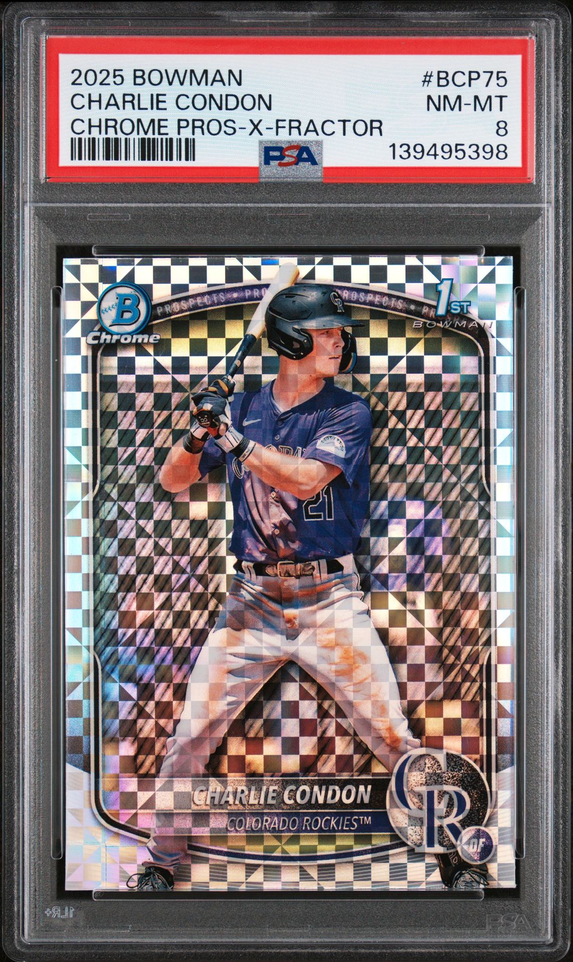 2025 Bowman Chrome BOWMAN CHROME PROSPECTS X-FRACTOR #BCP75 Charlie Condon front