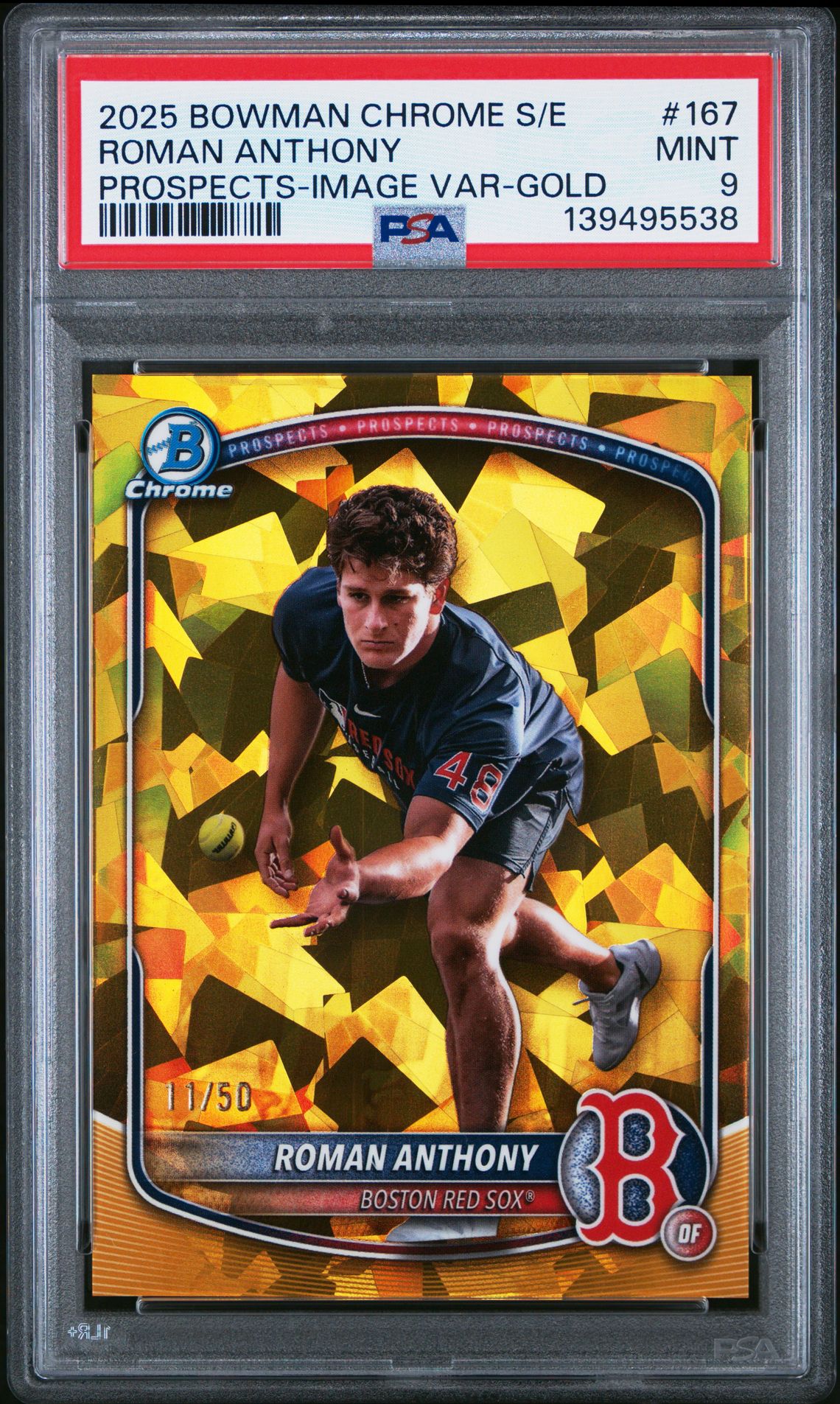 2025 Bowman BOWMAN CHROME SAPPHIRE EDITION PROSPECTS IMAGE VAR-GOLD #167 Roman Anthony front