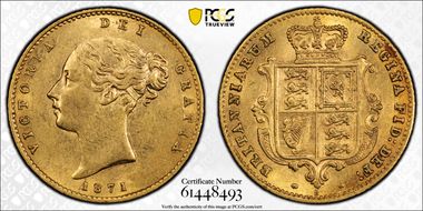 1871-S 1/2 Sov S-3862 AU55