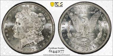 1880/79-S $1 VAM 8, Doubled 18-0 MS64