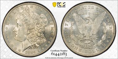 1884 $1 VAM 4, Small Dot MS62