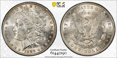 1888 $1 VAM 16, Doubled Reverse MS62