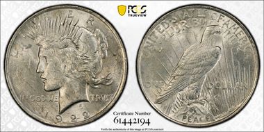 1922 $1 VAM 7, Doubled Wing MS61