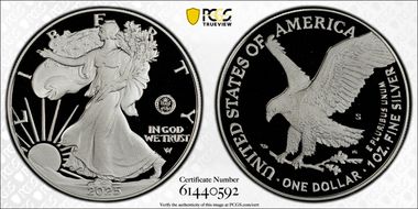 2025-S $1 Silver Eagle w/ U.S. Navy Privy 250th Anniversary PR68DCAM