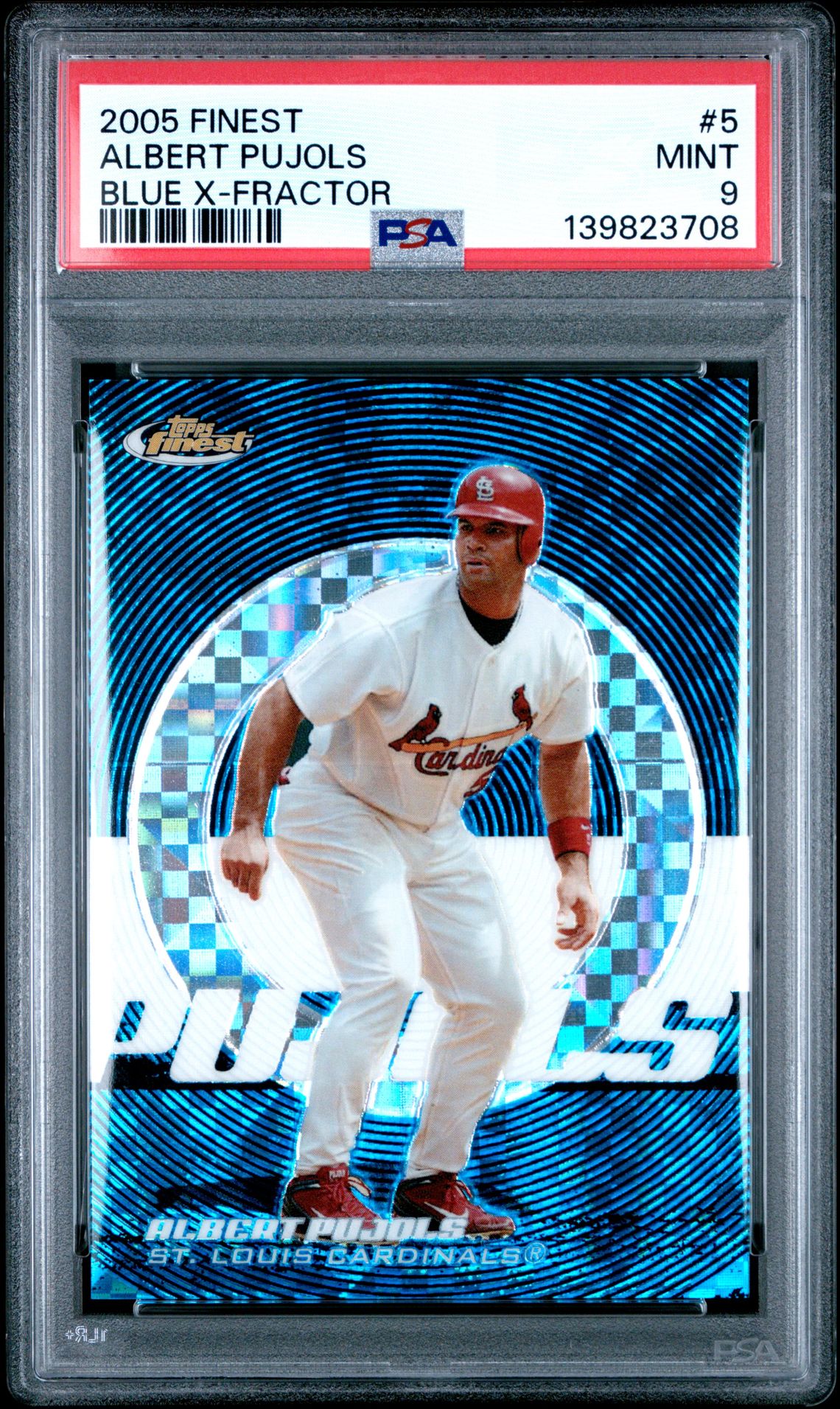 2005 Finest FINEST BLUE X-FRACTOR #5 Albert Pujols front