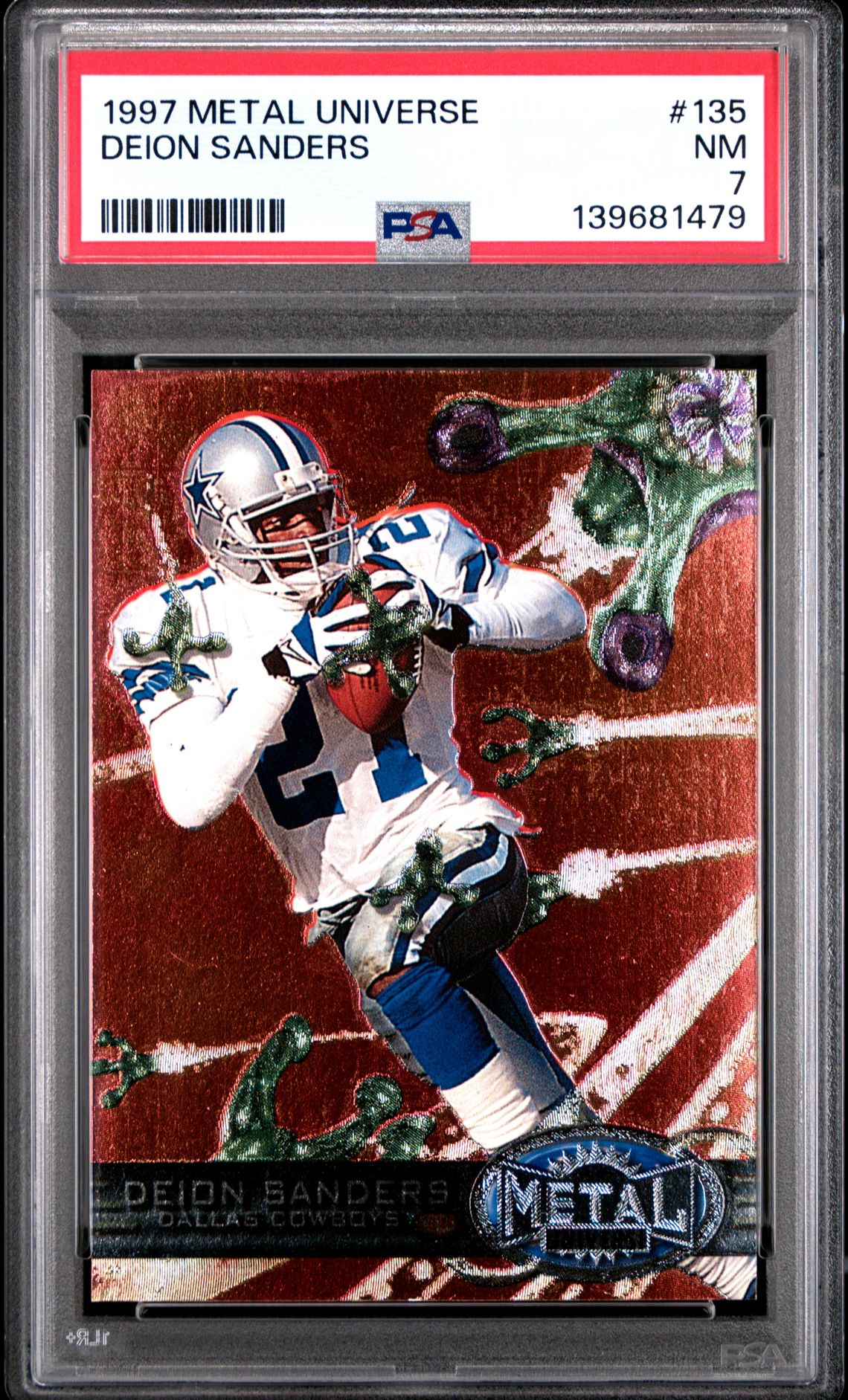 1997 Metal Universe Deion Sanders #135 Nm 7 front