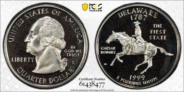 1999-S 25C Delaware Silver PR68DCAM