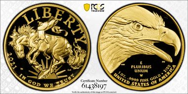 2021-W $100 American Liberty High Relief .9999 Fine PR70DCAM