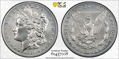 2021 $1 Morgan Dollar 100th Anniversary MS70