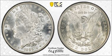 1889 $1 VAM 22, Bar Wing MS63
