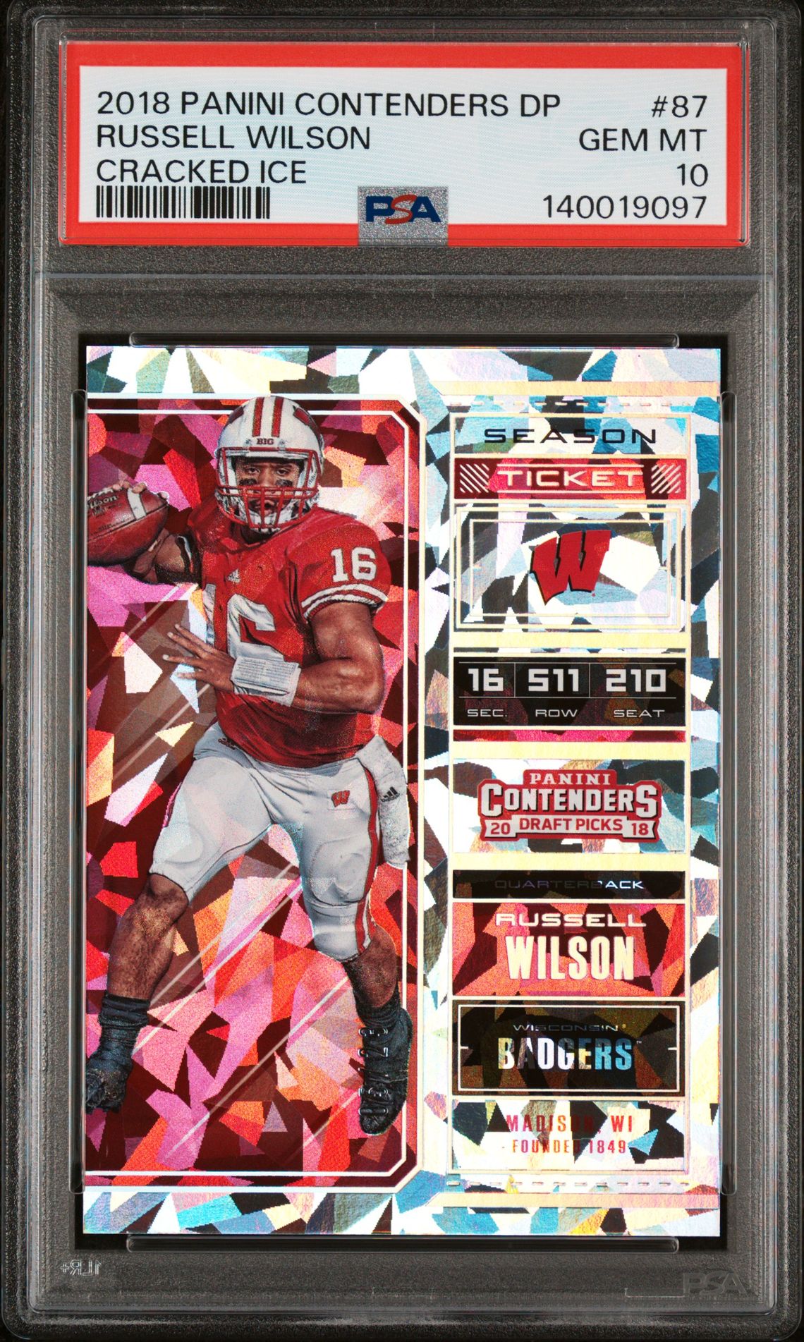 2018 Panini PANINI CONTENDERS DRAFT PICKS CRACKED ICE #87 Russell Wilson front