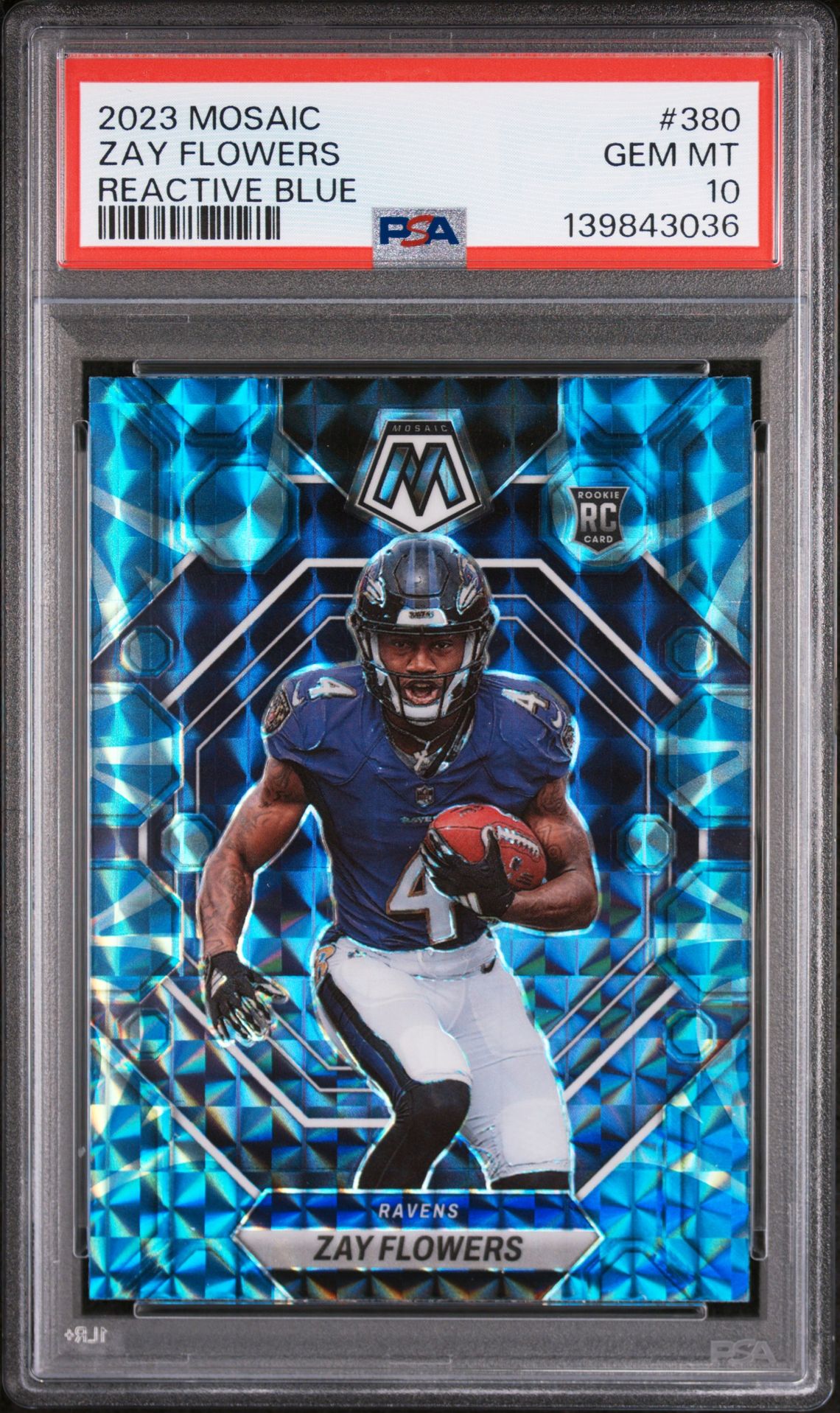 2023 Panini PANINI MOSAIC REACTIVE BLUE #380 Zay Flowers front