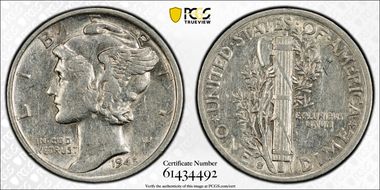 1945-S 10C S/Horiz S, FS-503 AU50