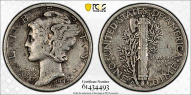 1945-D 10C D/Horiz D, FS-506 XF40