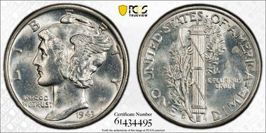 1943-D/D 10C RPM, FS-501 MS63FB