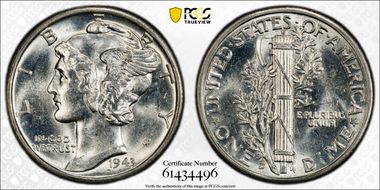 1943-D/D 10C RPM, FS-501 MS62FB