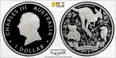 2024-P125 $1 Perth Mint 125th Anniv Ag PR70DCAM