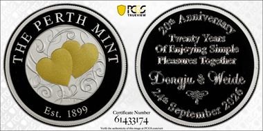 No Date Medal Gold Hearts 1/2oz Ag PR69DCAM