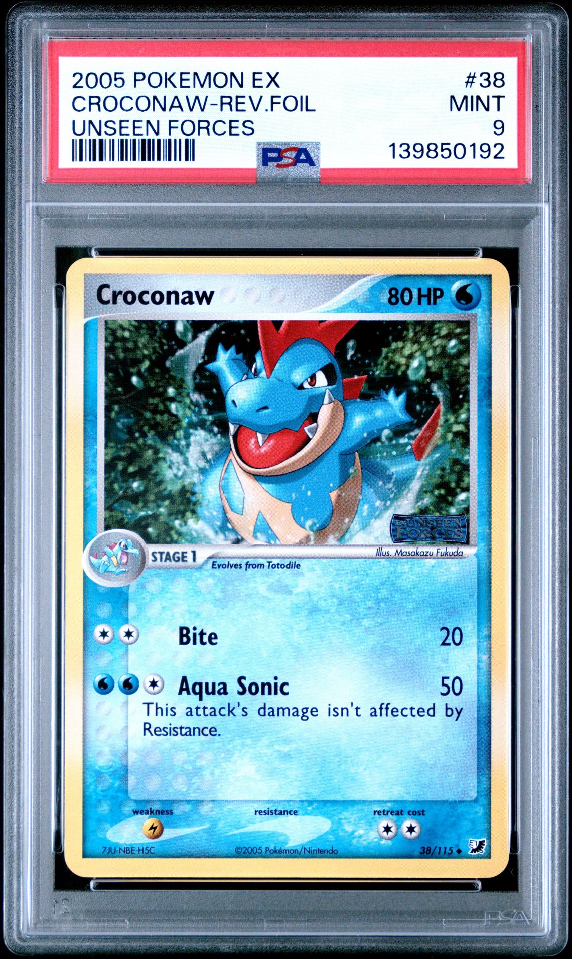 2005 Pokemon EX Unseen Forces #38 Croconaw-Rev.Foil front