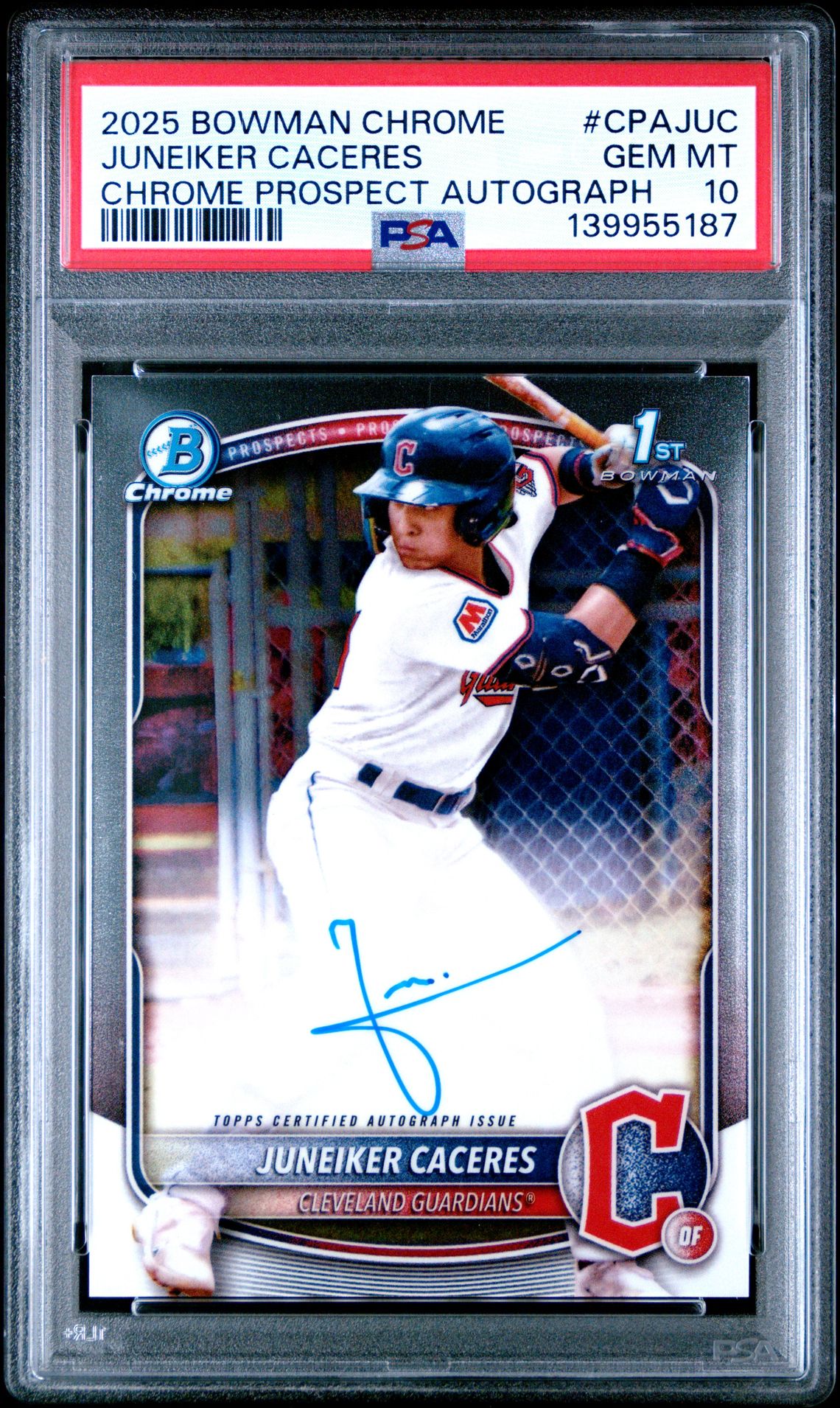 2025 Bowman Chrome BOWMAN CHROME PROSPECT AUTOGRAPHS #CPAJUC Juneiker Caceres front